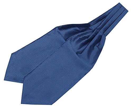 Mens Blue Silk Tie Woven Ascot Handmade Slim Young Gentlemen Banquet Suit Cravat