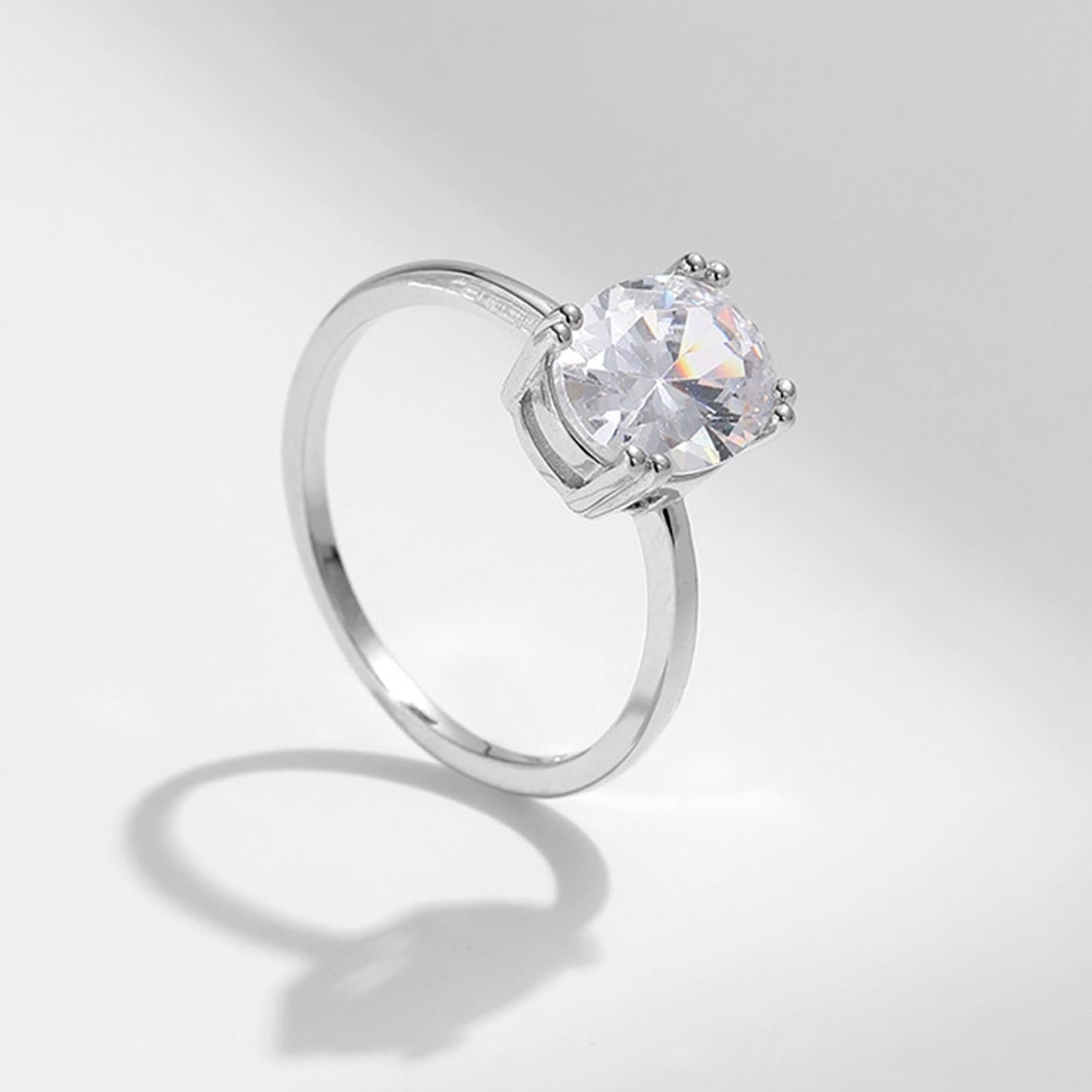 Wycian Bague de Mariage Argent Bague de Mariage Or Blanc 9K/14K Au375/Au585 7X9mm Moissanite pour Tante Mesdames