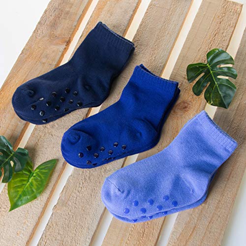 Image of 12 Pairs Non Slip Toddler Socks Crew Socks with Grips for Baby Boys Girls