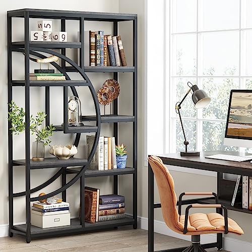 Image of Tribesigns Bookshelf Industrial 5 Tier Etagere Bookcase, Freestanding Tall Bookshelves Display Shelf Storage Organizer with 9-Open Storage Shelf for Living Room, Bedroom