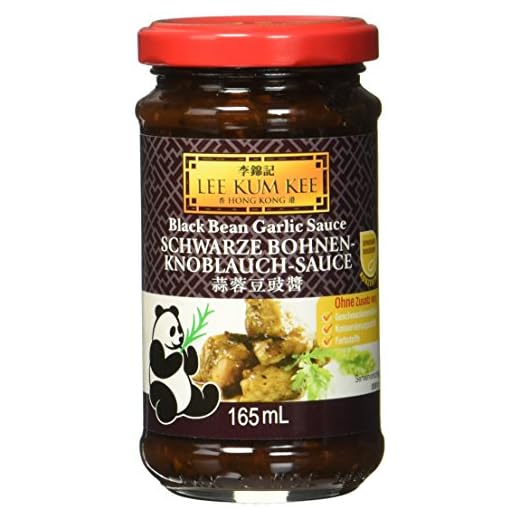 Lee Kum Kee Schwarze Bohnen Knoblauch Sauce (aus China, würzig, ohne Glutamat, ohne Konservierungsstoffe, ohne Farbstoffe) 1 x 165 ml