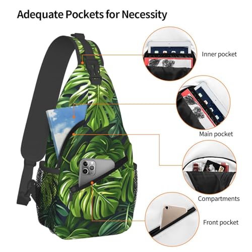 Mochila tipo bandolera con estampado hojas para adultos miniatura 4