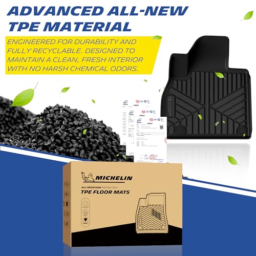 Image of Michelin Vehicle Mats for 2020-2025 Kia Telluride (3 Piece) | All-Weather TPE Custom Fit Liner, Premier
