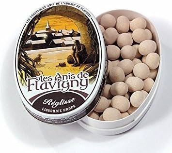 Abbaye de Flavigny Oval Traditional Tin Licorice Flavored Anise drops all natural, 1.8 oz, One