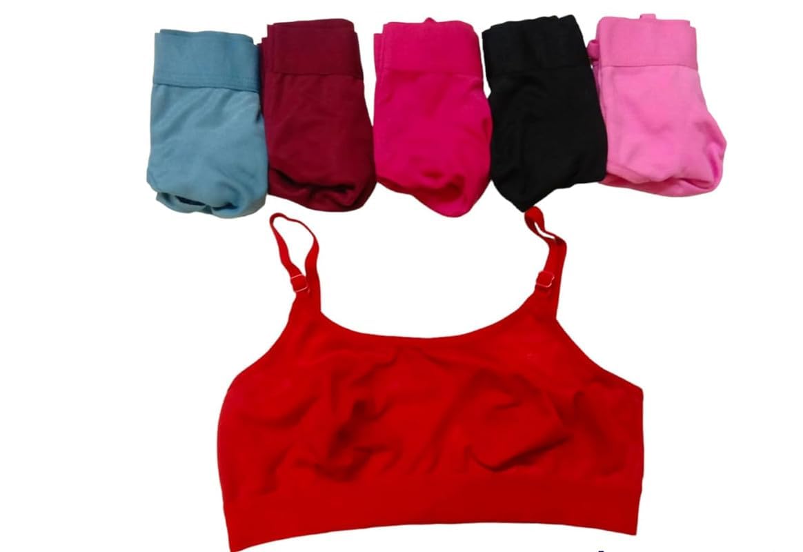 bs bhumika Women's Cotton Non Padded Sports Gym Yoga Daily Workout Sports Bra Combo for Girl Pack of 6-picture-10