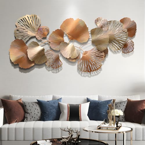 edaknez Gold Metal Wall Decor, Large Metal Wall Art for Living Room, 3D Modern Wall Decoration, for Indoor Outdoor Bedroom Coastal Nautical (D 135x62x6cm)