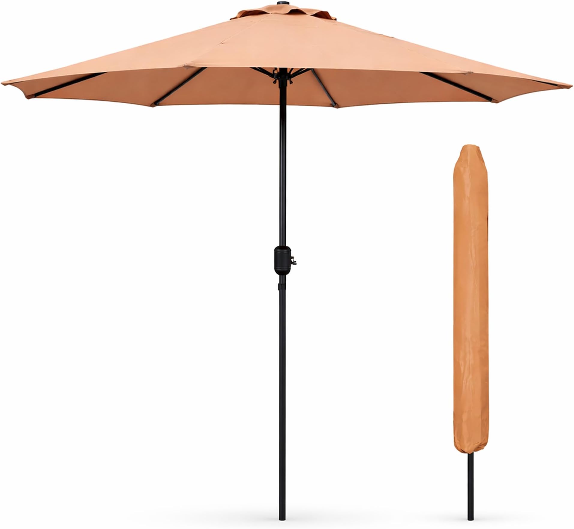 GlamHaus Garden Parasol Table Umbrella 2.7M with Crank Handle for Outdoors, UV40 Protection, Includes Protection Cover, Gardens and Patios - Robust Steel (Grey, Cream, Sand, Green, Khaki)