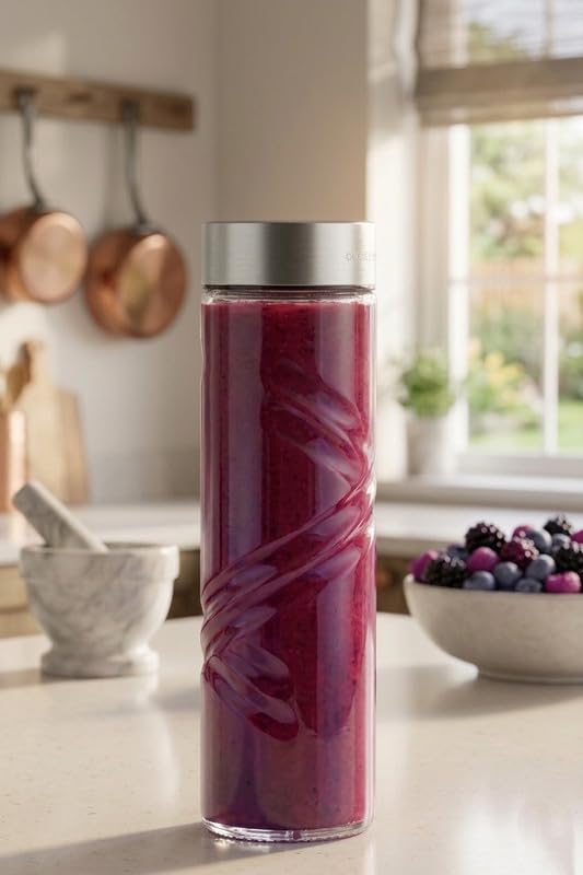 Image of CROCO JAR Wide Mouth Glass Water Bottle with Leak-Proof Airtight Double Layer Stainless Steel Lid for Water, Smoothie, Juices (750 ML Twirl Set of 2)