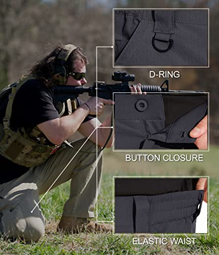 Natuvenix Tactical Pants For Men, Water Resistant Hiking Cargo Pants Lightweight Outdoor Work Pants For Men Ripstop Charcoal #TOP4