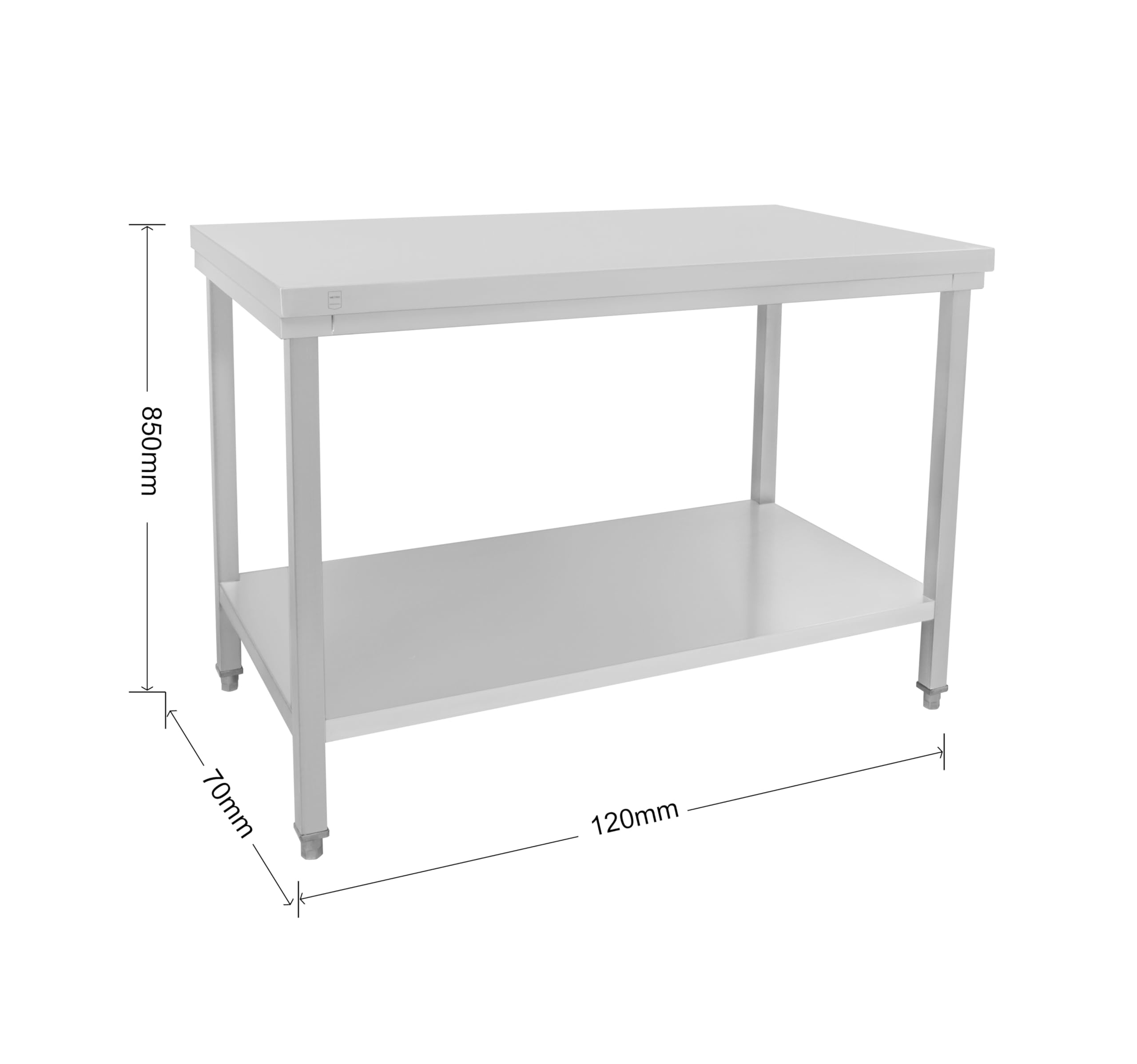 METRO Professional Mesa de Trabajo GWTS4127, Acero Inoxidable, Plata, Ideal para cocinas professionales