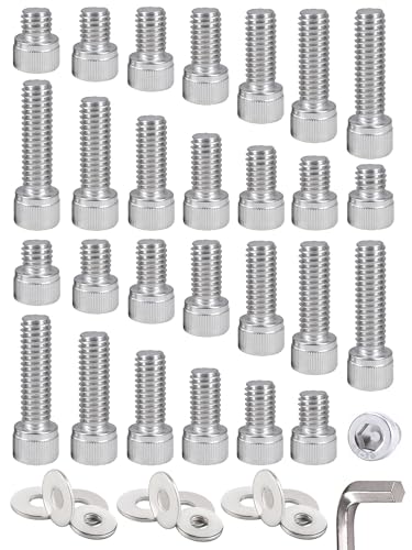 Homeet Tornillo de trípode de cámara de 1/4 pulgadas con llave, tornillo de enchufe hexagonal interior (bloqueo/adaptador) para placa base de jaula de aparejos (longitud múltiple: 5/16', 3/8', 1/2', 5