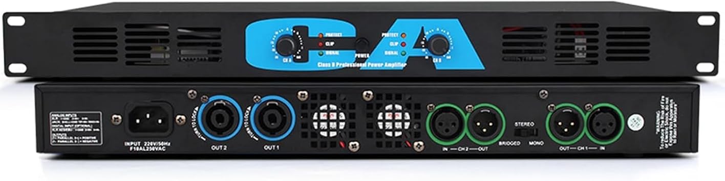 1U Digital Power Amplifier, 400W*2 Professional Post-stage Amplifier, Dual-Channel Independent Output, with 2 Cooling Fans, LED Indicators, for KTV, Stage Performances