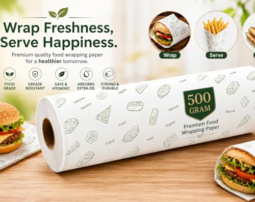 Image of Softouch Food Wrapping Paper 500g - Butter Paper Roll, Roti Wrapping Sheets | Food Grade & Safe for Direct Food Contact