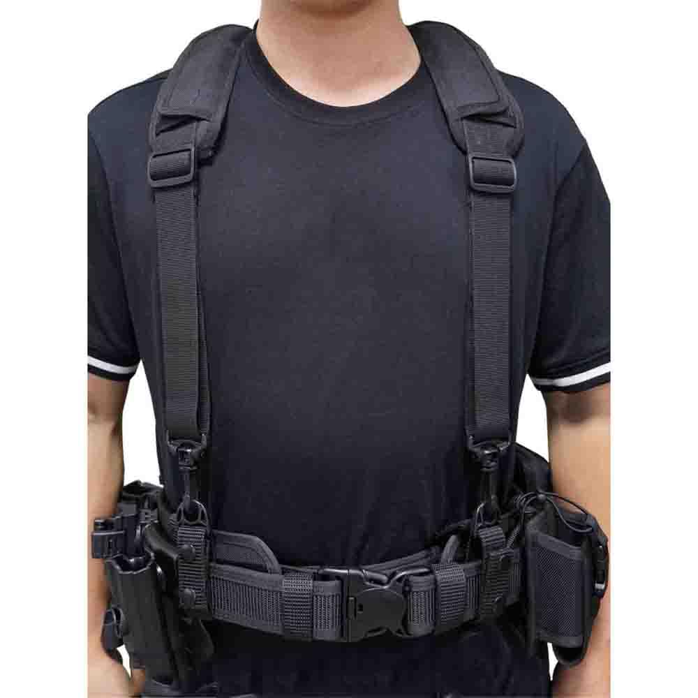 Dr.TOUGH Police Suspender for Duty Belt Tactical Suspenders for Law Enforcement with Padded Adjustable Shoulder (Black)