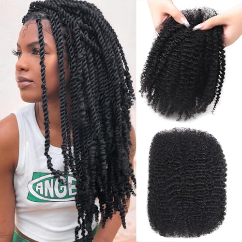HLSK Afro Kinkys Bulk Human Hair 14 Inch 50g/Pack Kinky Curly bulk 100% Human Hair for Dreadlock Extensions,Repair Locs, Twists and Braids Afro Natural Black Color (Natural Black, 14 inch)