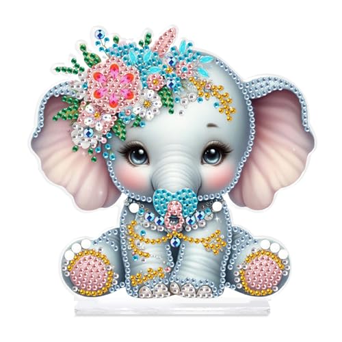 antor Kit de enfeites de mesa de pintura de diamante DIY, decoração de arte de diamante de mesa de acrílico, ornamentos de estatueta de pintura de diamante de cristal de forma especial, presente de