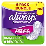 Always Discreet Incontinence Pads Women, Small Plus, 96 Moderate Absorbency Pads (16 x 6 Packs), Odour Neutraliser, for Sensitive Bladder