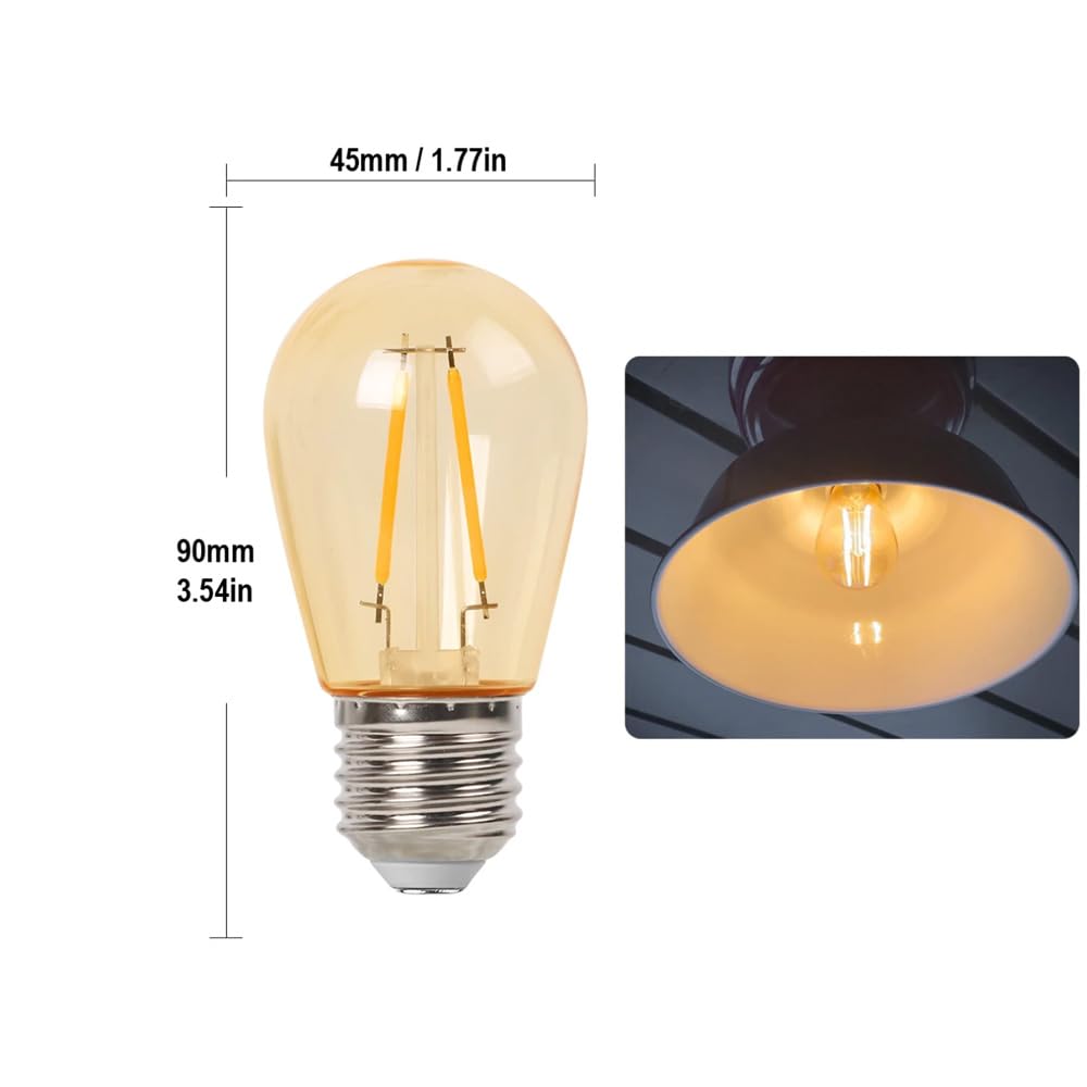 10 Pezzi S14 E27 2W 220V LED Lampadina A Filamento Casa Soggiorno La Camera Negozio Plastica Per Luce Di Stringa All'aperto Bianco Caldo Lampadina D'epoca