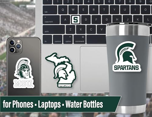 Image of Michigan State Stickers Decal MSU Merch Gift Spartan Car Water Bottle 14 Pc