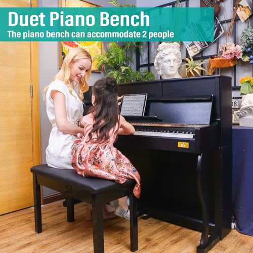 Aodsk U0714PBBL Wooden Duet Piano Bench With Padded Cushion And Storage Compartment For Music Books 29.13''X12.99''X18.11'' thumb #3