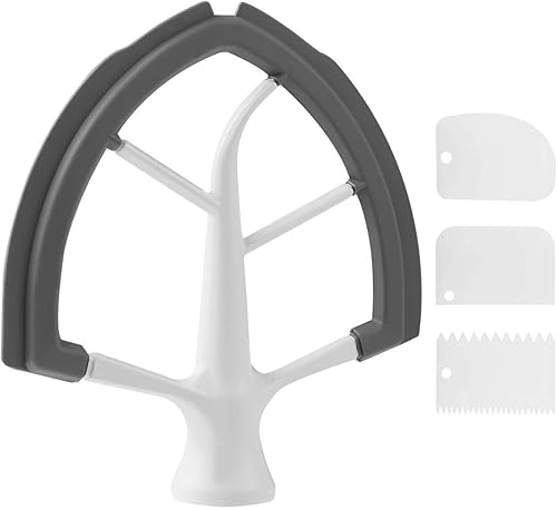 Accesorio batidor de borde flexible de 6 cuartos para batidora KitchenAid con soporte de elevador de tazón, batidor de borde plano para 6 cuartos de
