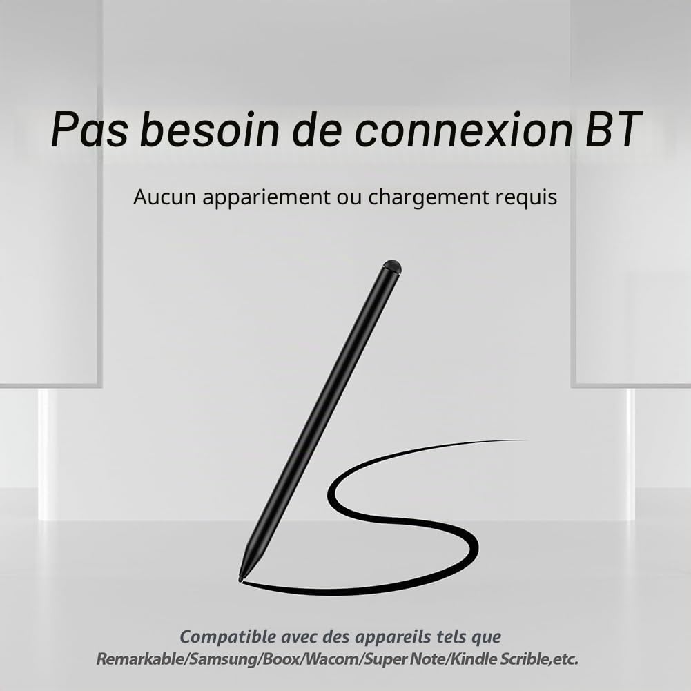 Stylet pour Remarkable 2, sensibilité à la pression 4096 avec rejet avancé de la paume et 5 pointes interchangeables pour une créativité accrue