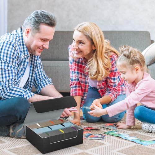 Miyacare Boîte à Cartes Pour MTG, Trading Card Storage Box Contenir à 1800+ Cartes Sans Pochette avec 8 Compartiment, Boîte à Rabat Magnétique avec Cuir pu pour Cartes Magic TCG (Noir+Gris, 1800+) - Image 7