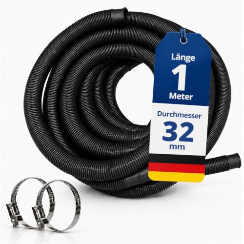 HAF Poolschlauch Schwarz (Ø 32mm / 1m Länge) Schwimmbadschlauch für Sandfilteranlage und Poolpumpe UV-beständig und chlorbeständig Solarschlauch für Aufstellpool Einbaupool und Schwimmbad