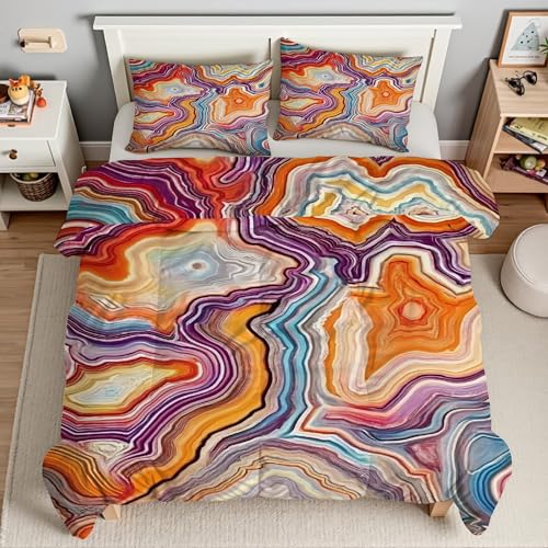 Parure de lit abstrait housse de couette microfibre douce et zippée 200x200 - 3