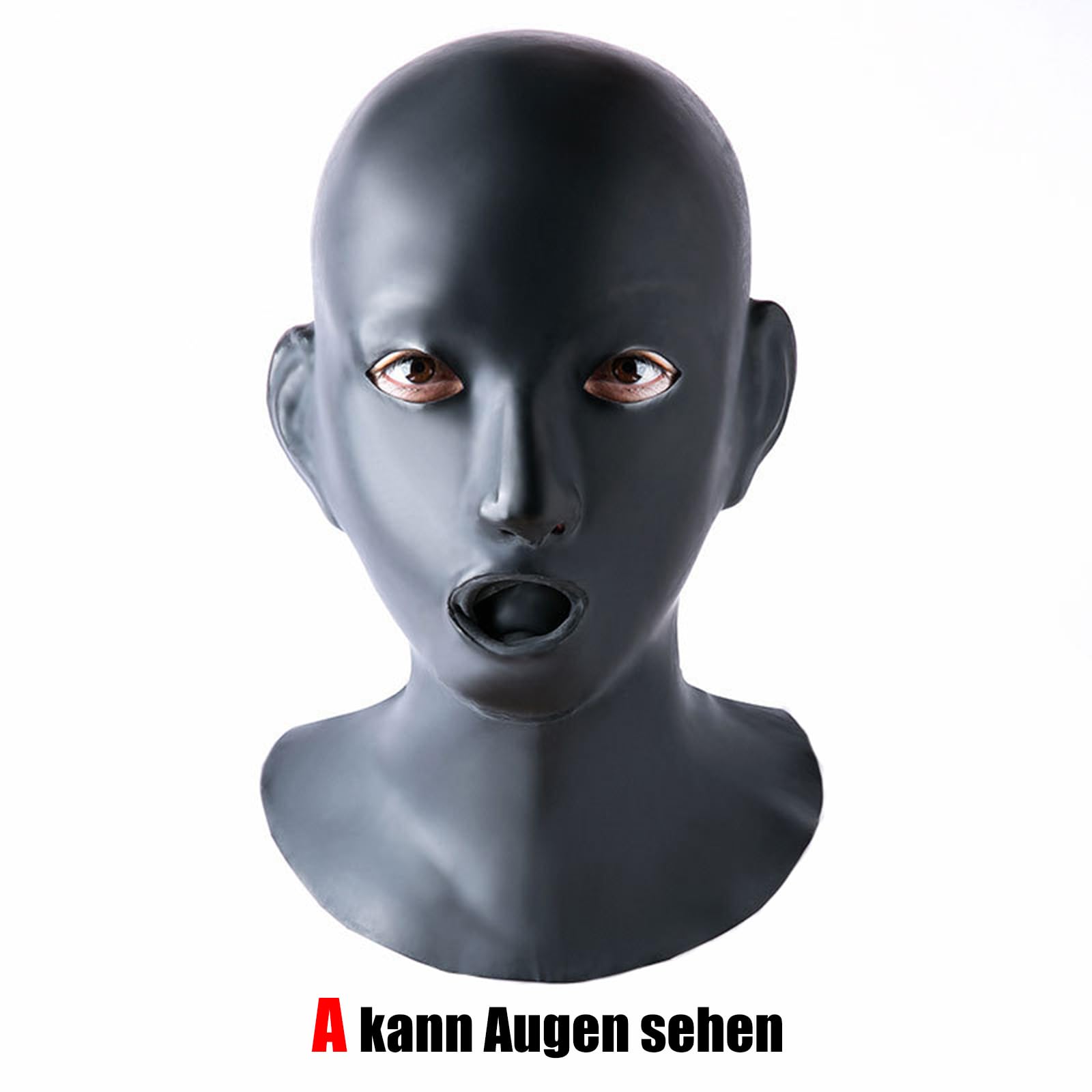 Seckoe Bondage Maske mit Mund Gag 3 Schloss Einstellbar SM Knebelmaske für Paar Fetisch, Flirtender Sklave (Kann Augen sehen)