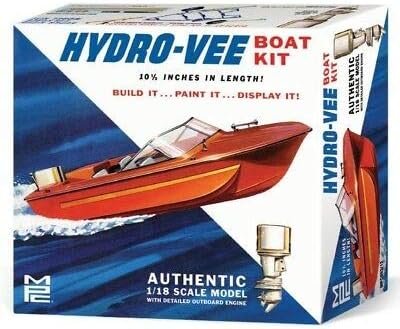 C.P.M. Round2 MPC 883/12 Vintage Hydro-Vee Power Boat Plastic Kit 1:18 Scale 10.5 inches