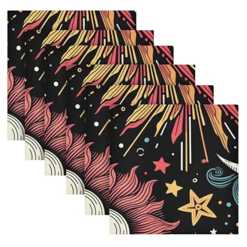 Servilletas de tela boho multicolor set x6 20x20 in miniatura 2