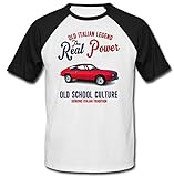  TEESANDENGINES Herren T-Shirt Lancia FULVIA Sport 1600 Zagato 1973 Italien Schwarz Kurzarm Gr. M, weiß