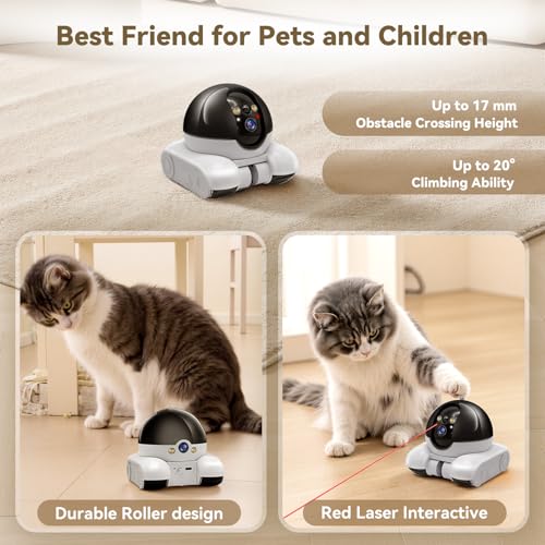 AEZ Robot Camera on Wheels 1080P Dual Lens,Indoor Movable Security Camera with 2-Way Talk,Blinky Bot with Night Vision,Distance Bot App Control for Cats/Dogs/Baby/Elderly (SD/Cloud Storage) - Image 5