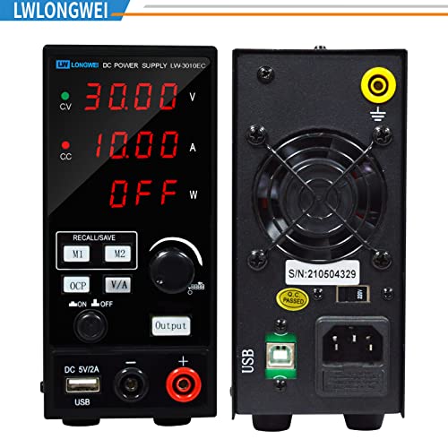 Image of DC Power Supply Variable,30V 10A 300W Programmable Memory Function Adjustable Switching Regulated DC Bench Power Supply with 4-Digits LED Power Display 5V /2A USB Coarse and Fine Adjustmentsy