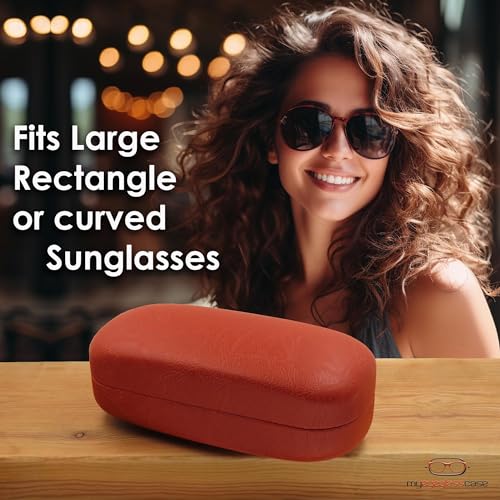 Image of MyEyeglassCase Extra Large Hard Shell Sunglasses Case for Large Rectangular Frames, Eyeglass Case with Pouch & Cloth