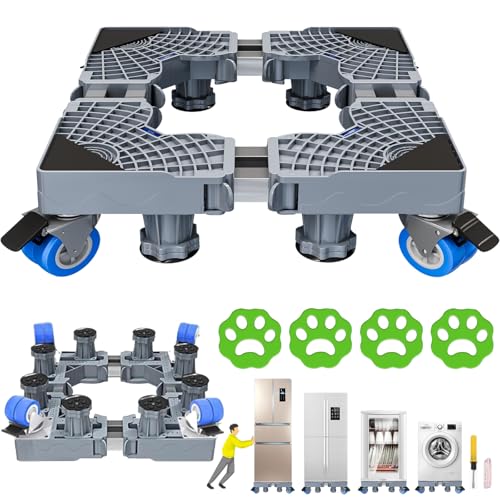 Consejos para Comprar base para refrigerador walmart que Puedes Comprar On-line. 46 KIROGILY Base para Lavadora Ajustables de 45-66 cm, Base para Lavadora con Ruedas Tener 8 Patas Resistentes, 4 Ruedas Doble, Bloqueable, Base para Refrigerador con Rueda Apto...