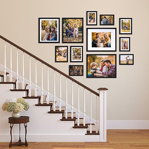 Lyeasw 5x7 Picture Frame Black Set of 15, Display Pictures 6x8 without Mat or 5x7 with Mat, Multi Photo Frames for Wall or Tabletop - Image 4