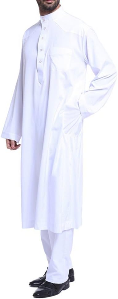Qianliniuinc Loose Style Middle East Kaftan Dubai Arab Muslim Islamic Men's Clothing Suit Shirt Pants