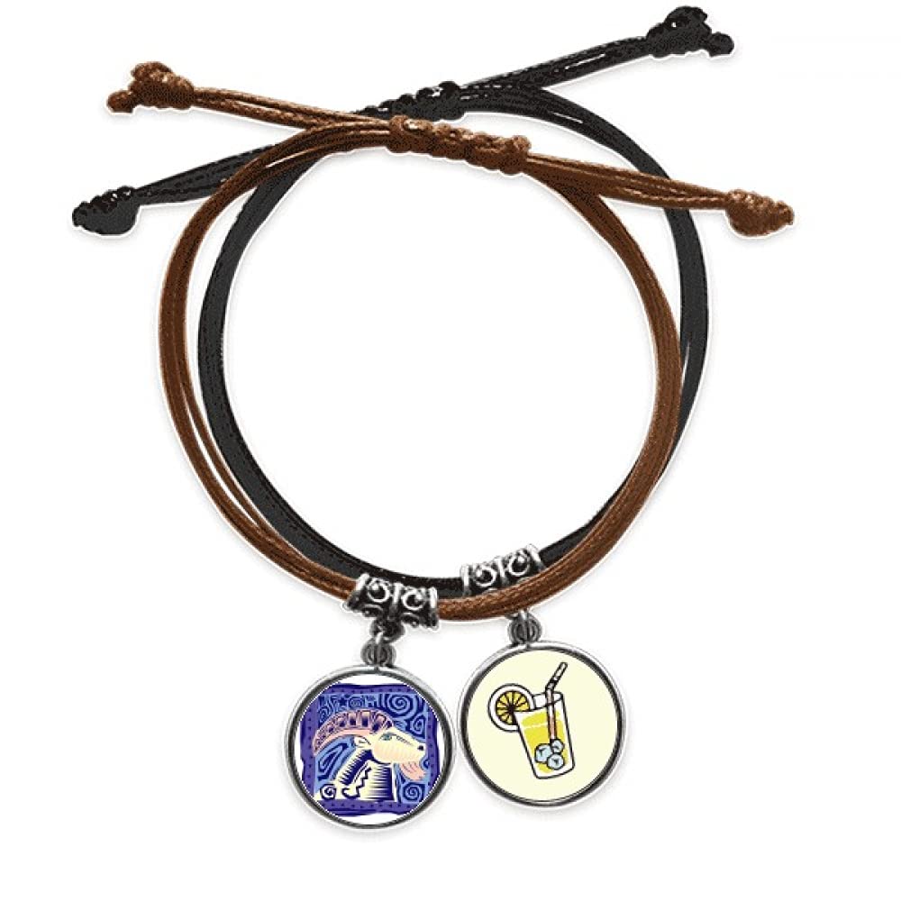 Bracelet cuir constellation Aries avec chaîne corde gravée main - 3