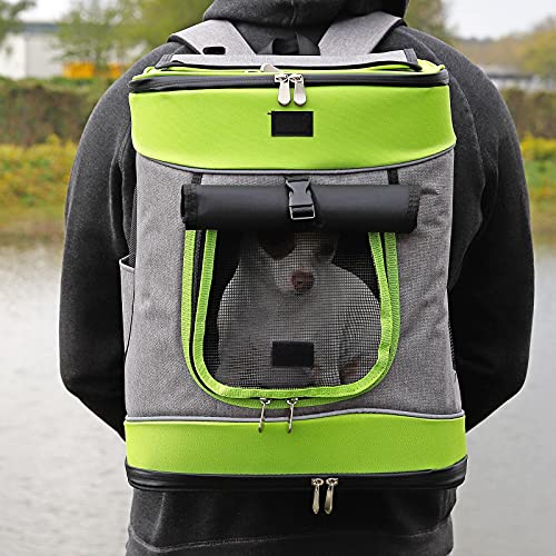 Mochila para perros lionto gris y verde ideal para paseos y excursiones cómodas 3