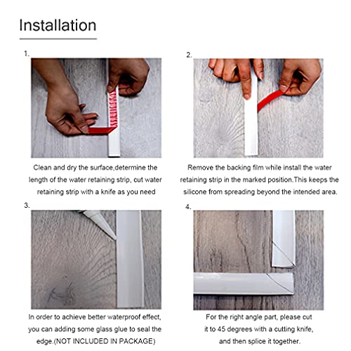 Kiarog 78 Inch Silicone Shower Threshold Water Strip Dam, Waterproof Barrier Splash Guard, Seal For Kitchen Sink, Bathroom, Shower,Public Or Business Places (White), 78’’ L X 0.79 W 0.5’’ H #TOP6