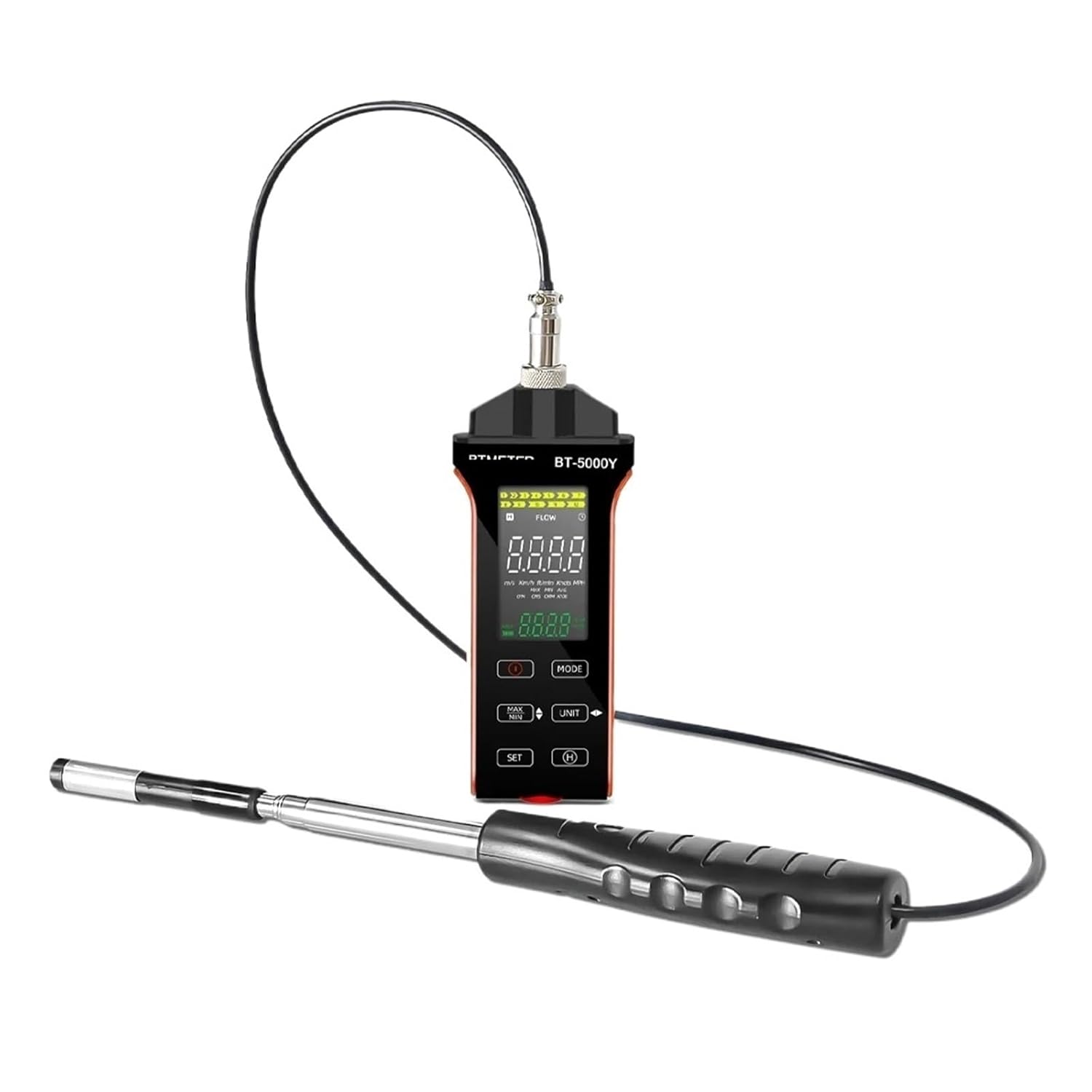 Handheld Anemometer Wind Speed, 5000Y Hot-Wire Airflow Sensor Measurement Tester Tools(Orange)