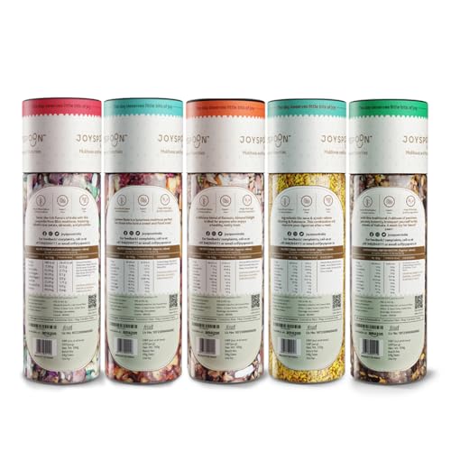 Image of JoySpoon Mukhwas Combo| Rose Bliss, Cashew Rose, Almond Delight, Dry Fruit Millet & Calcutta Paan| Supari Free | After-Meal Digestive | No Artificial Colours or Preservatives| Pack of 5x100g