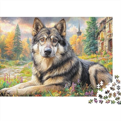 Rompecabezas de husky siberiano 1000 piezas para adultos, puzzle colorido de 38x26cm para salón
