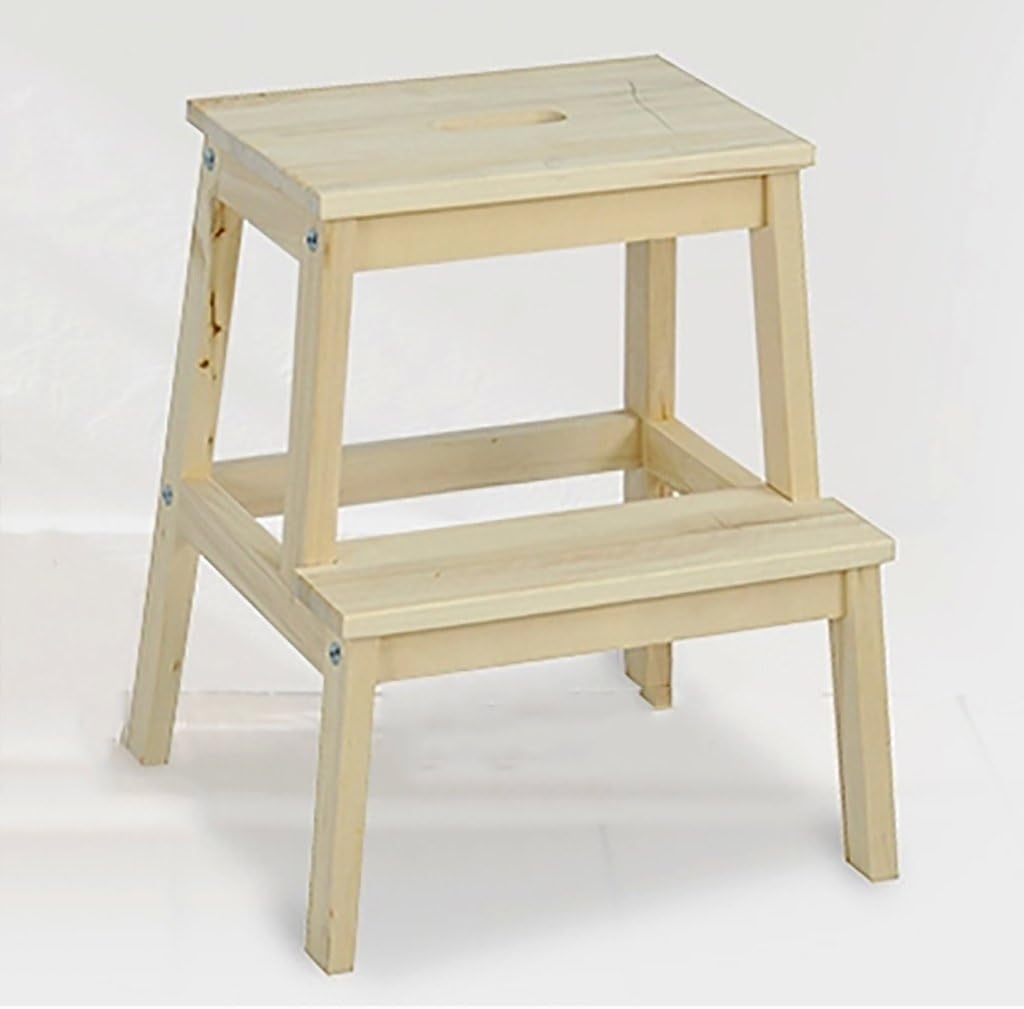 LUNEZY Folding Chair Stairs Multifunction Dual Use Solid Wood Wood Color/Black 2 Steps, 45 * 39 * 50CM (Color : Wood Color)