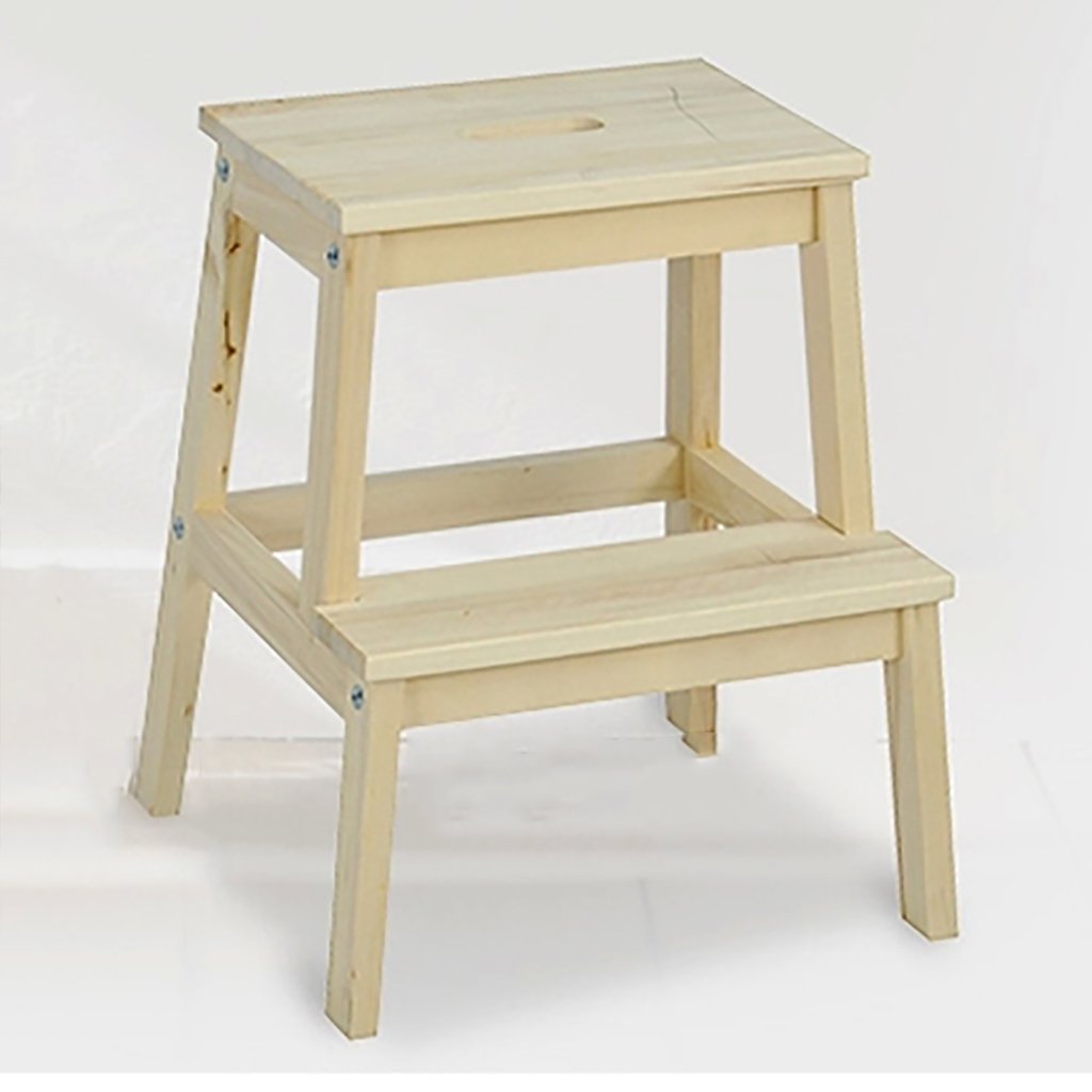 Chaise pliante escalier multifonction bois massif 2 marches LUNEZY 45x39x50cm