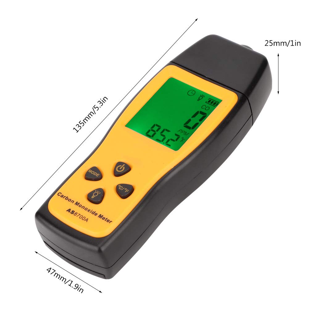 BuyWeek Rilevatore di Monossido di Carbonio Misuratore di Monossido di Carbonio, 0～1000PPM Portatile con Schermo LCD