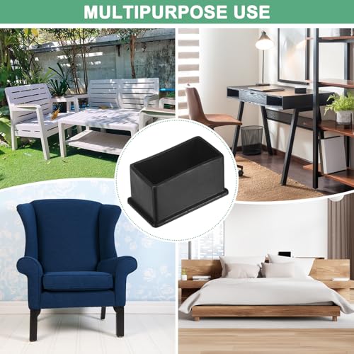 Image of M METERXITY 8-Pack Rectangle Chair Leg Caps, 1 x 2 (25 x 50mm) PVC Chair Leg Floor Protectors for Chairs /Table /Bed, Furniture Feet Covers Cups Non-Slip End Tips