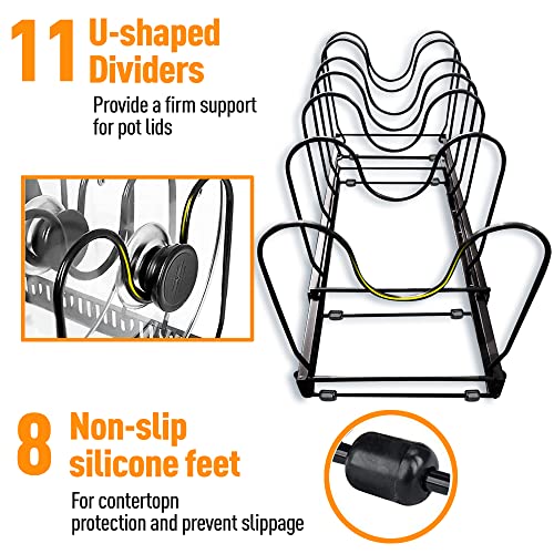 Mallnos Expandable Pot And Pan Organizers Rack, Kitchen Cabinet Pantry Bakeware & Cookware Organizer, Countertops And Cabinets With 10 Compartments #TOP3